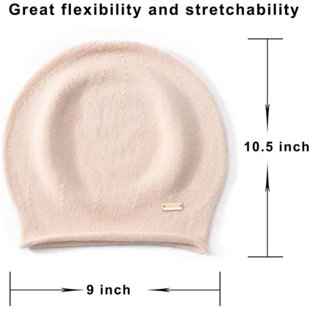 Cashmere Slouchy Knit Beanie Hat for Women Beige - Picture 4 of 6